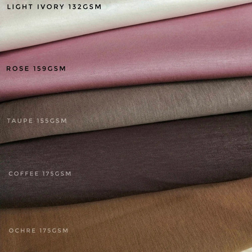 Taupe mercerised long staple cotton interlock (dense-type) 155gsm, by metre