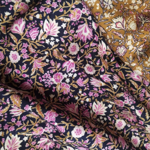 111gsm botanical pink rayon voile, by piece