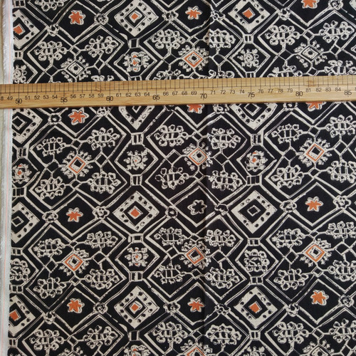 115gsm black tiles linen cotton, by metre