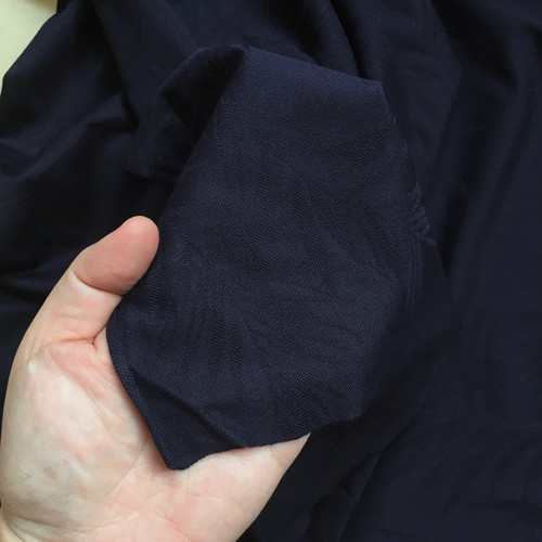 Tencel nylon pique dark navy jacquard 189gsm, by metre