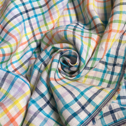 129gsm colourful checks linen, by metre