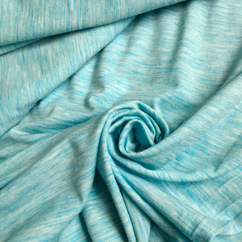 Merino wool jersey aqua marl 150gsm, by metre