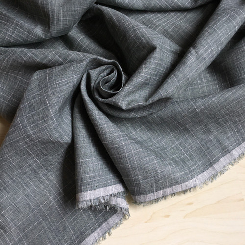 129gsm dusty green broken check linen, last 1.9m