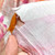84gsm pink orange print voile, by metre