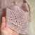 Broderie anglaise trim dusty pink 415mm, by metre