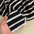 Rayon linen stretch jersey black ivory stripe 200gsm, by metre