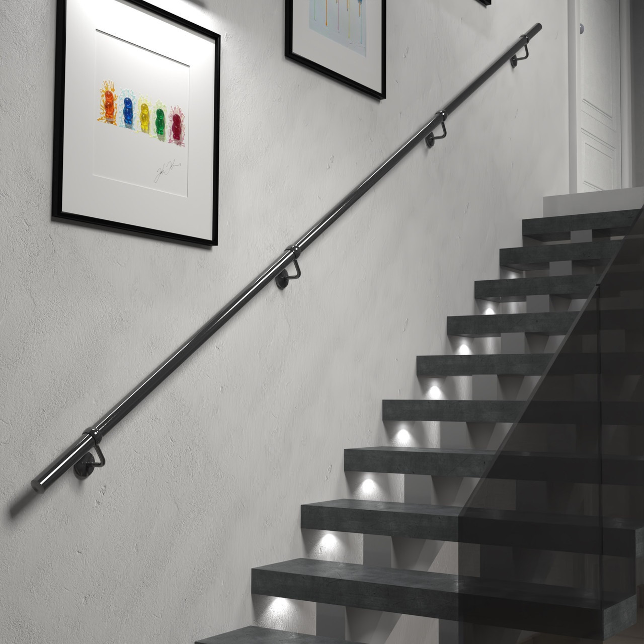 Matt Gunmetal Stair Handrail Kit 3.6M X 40mm