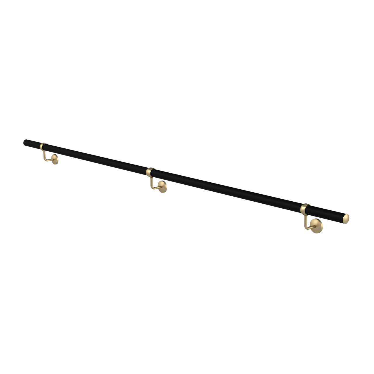 B52 Black Aluminum Handrail Stairs Kit - 5 Feet Long, 1.97" Diameter, Includes 3 Wall Brackets