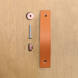 Tan Leather Handle With Knurling Fixing - Polished Copper