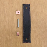 Black Leather Handle With Knurling Fixing - Polished Copper