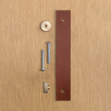 Tan Leather Pull  With Knurling Fixing - Brass