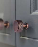 Knurled Knob With Stem - Antique Copper