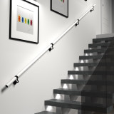 Long White Stair Handrail Kit & Matt Black Handrail Brackets 3.6m