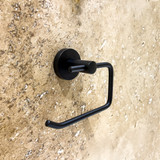 Matt Black Bathroom Accessories Set - Toilet Roll Holder - Round Base