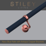 Stair Handrail Kit 1.2m X 40mm Navy Blue & Antique Copper Bracket