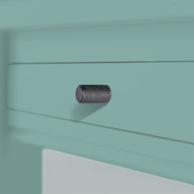 Knurled Cylinder Knob - Matt Gunmetal Knurled Cylinder Knob - Matt Gunmetal