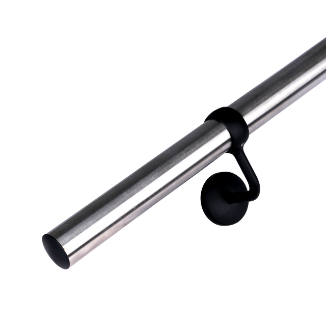 Stainless Steel Handrail Kit 2.4m X 40mm with Matt Black Handrail Brackets
