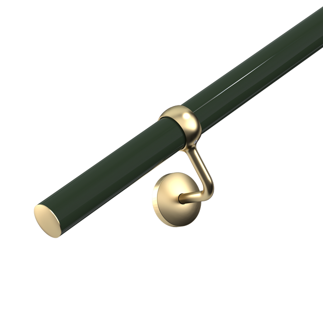 Handrail Kit 1.2m X 40mm Bottle Green & Satin Brass Brackets