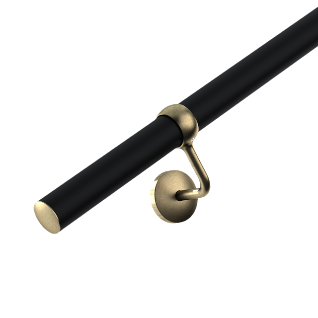 Handrail Kit 2.4m x 40mm Matt Black & Antique Brass Bracket