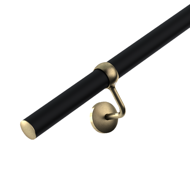Handrail Kit 3.6m x 40mm Matt Black & Antique Brass Bracket