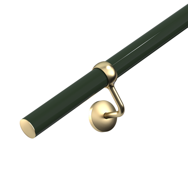 Handrail Kit 2.4m X 40mm Bottle Green & Satin Brass Brackets
