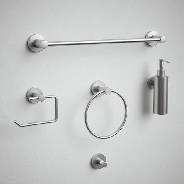 Bathroom Accessories Set Round Base - 5 Piece