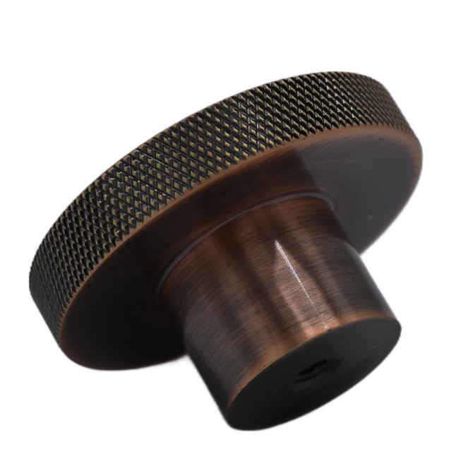 Antique Copper Large Knurled Cabinet & Drawer Knob with Stem