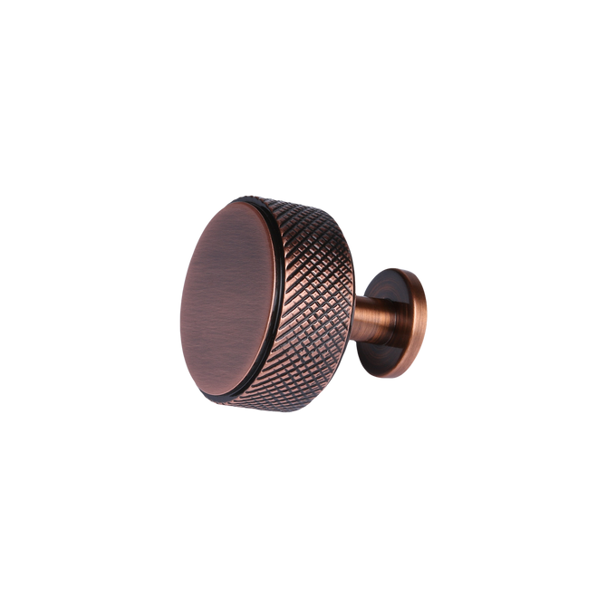 Knurled Knob With Stem - Antique Copper