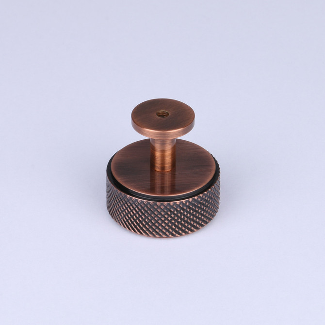 Knurled Knob With Stem - Antique Copper