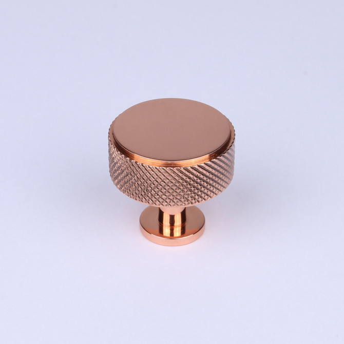 Knurled Knob With Stem - Polished Copper