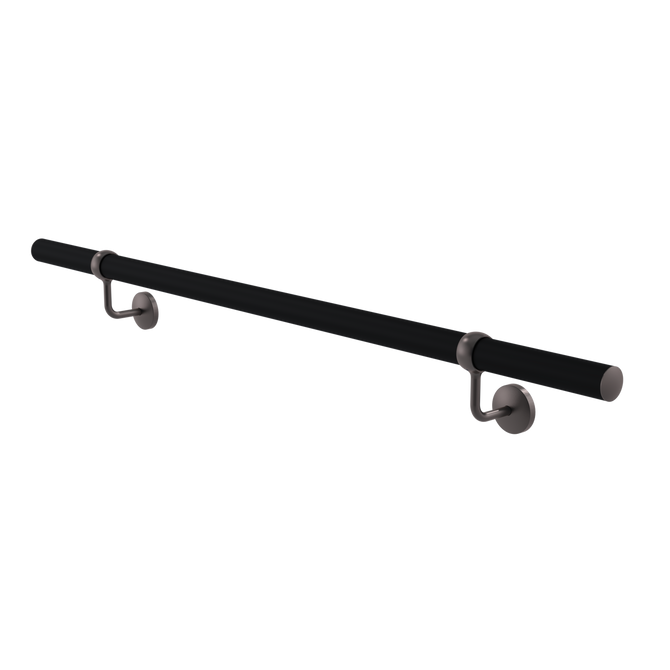 Stair Handrail Kit 1.2m X 40mm Matt Black With Matt Gunmetal Brackets