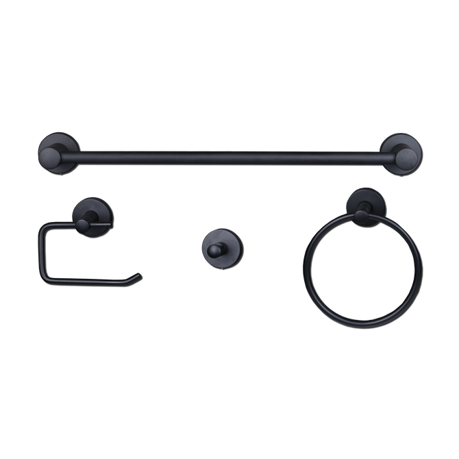 Matt Black Bathroom Accessories Set Round Base