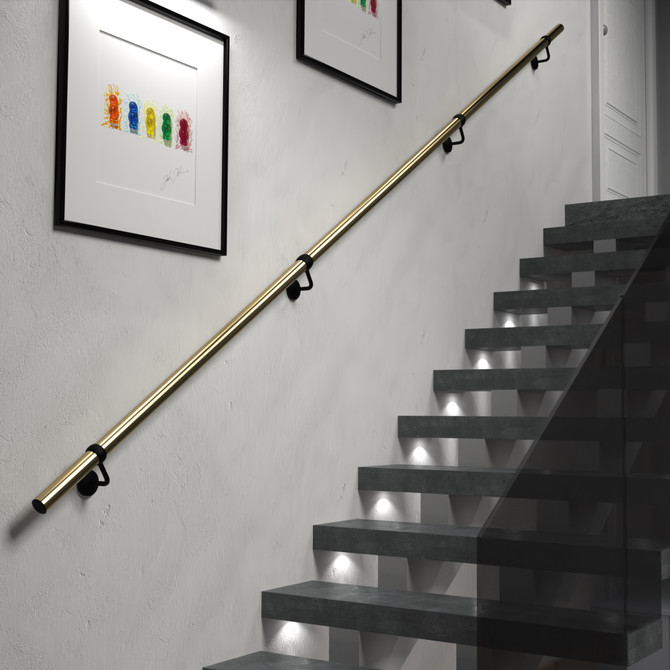 Handrail Kit 3.6m x 40mm Brass & Matt Black Bracket