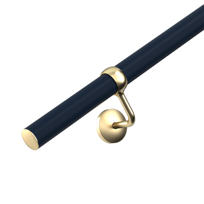 Handrail Kit 3.6m X 40mm Navy Blue & Brass Brackets