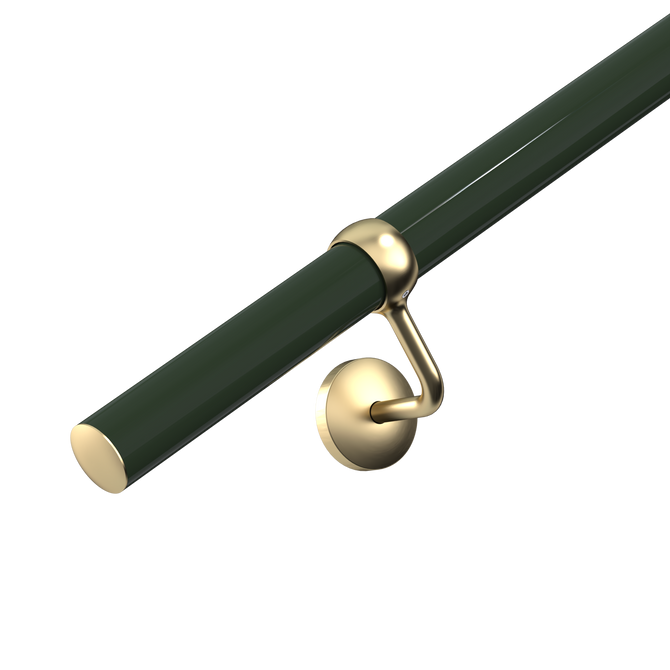Handrail Kit 2.4m X 40mm Bottle Green & Satin Brass Brackets