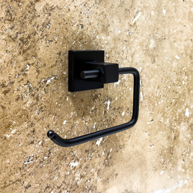 Matt Black Bathroom Accessories Set - Toilet Roll Holder