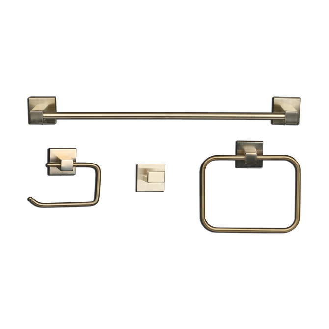 Bathroom Accessories Kit - Satin Brass - Square Base