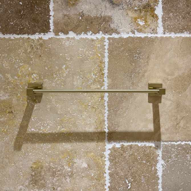 Bathroom Accessories Kit - Satin Brass - Square Base - Towel Rail