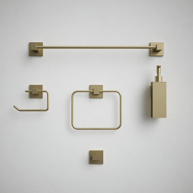 Bathroom Accessories Kit - Satin Brass - Square Base 5 Piece