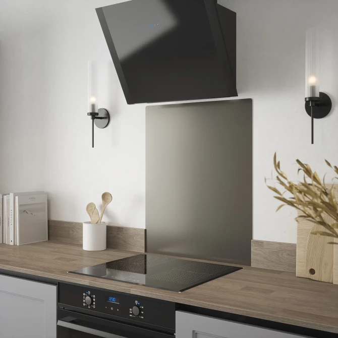Matt Gun Metal Kitchen Splashback - Self Adhesive 600 x 750mm