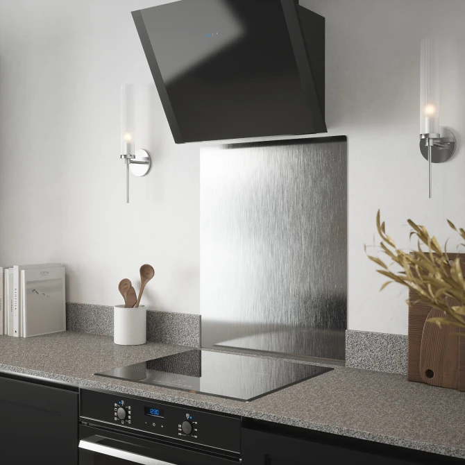 Silver Kitchen Splashback - Self Adhesive 600 x 750mm