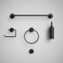 Matt Black Bathroom Accessories Set Round Base - 5 Piece