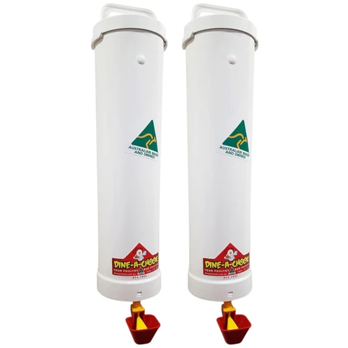 1 Gallon Chicken Waterer with Lubing Cup - Two Pack - Dine-A-Chook USA