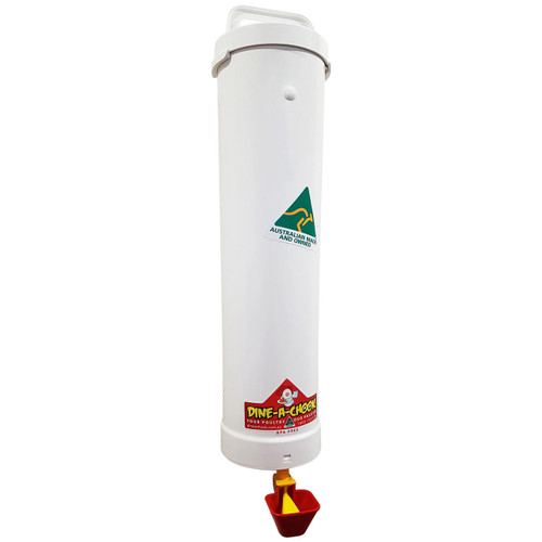 Dine a Chook Single Cup Drinker from the Chicken Feeder and Drinker Kit. Dine a Chook Single Cup Drinker from the Chicken Feeder and Drinker Kit.