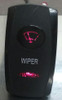 Wiper switch cover, rocker switch, wiper legend, black, 2 red lenses, Carling,033-0618