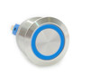 22 mm, sealed, anti vandal, push button, momentary, blue and white,  illuminated, DH221NBSBWN,  blue or white illumination, no resistor