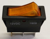 amber rocker switch, 12 volt, lit, on off rocker, maintained, spst rocker, RB141C1000-124, appliance rocker, 6.3 mm terminals