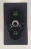 V1D1GHHB, switch, marine, auto, rocker, on-off, single pole, sealed, Carling, V Series, two lamps, lit switch, LED, green leds, green lamps