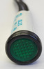 2135-1-13-20340, indicator light, 14 volt, green, solico, wire leads, round indicator light, 5/16, 0.3125, flush diamond lens, black bezel, pilot light, indicator