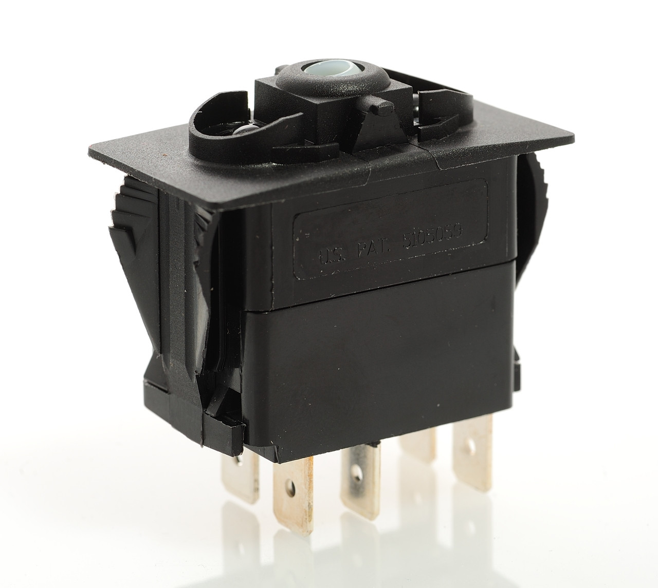 Carling Rocker Switch On-Off with 2 Blue Leds, Single Pole, Spade terminals